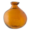 Short sculptural orange tangelo glass vase with a wonky shape