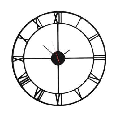 Roman Numeral Clock in black with cut-out numerals. Woodka Interiors South Africa.