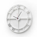 Modern Roman Numeral Clock with white finish and cut-out design. Available online at Woodka Interiors South Africa.