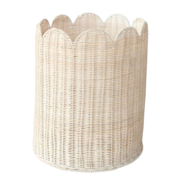 Decorative natural rattan baskets with wavy rim.