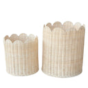Round rattan basket with scalloped edge – set of 2