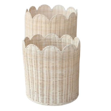 Boho round wicker basket set for home storage