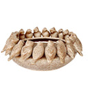Espresso speckled ceramic bowl used for fruit display