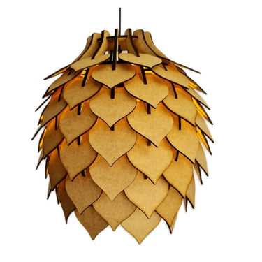 wooden ceiling light with dome-shaped shade