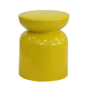 Yellow ceramic garden stool with glossy finish