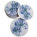 Agapanthus coasters set of 6 with floral botanical print