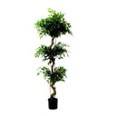 Artificial potted plant with green leaves on a white background