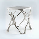 Modern metal side table in silver finish for living room