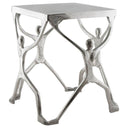 Modern metal side table in silver finish for living room