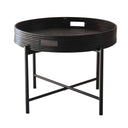 Round black wicker tray table