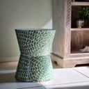 Green mosaic capiz shell stool for living space