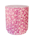 Capiz pink stool with bamboo and shell finish