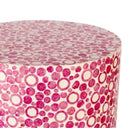 Round pink capiz shell accent stool close up