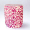 Decorative capiz side table in pink and white circles