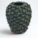 casa Decorative teal ceramic vase featuring raised floral texture