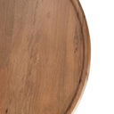 Close-up of a wooden coffee table with a natural finish on a white background