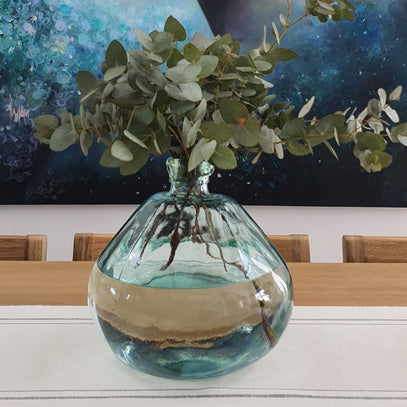 large vase on dining table
