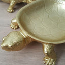 Gold turtle trinket tray set with shallow dish
