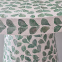 green capiz shell side table styled closeup