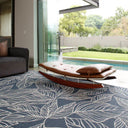Large blue area rug for indoor and outdoor spaces