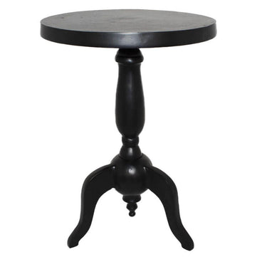 Traditional turned pedestal side table with modern dark black styling