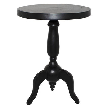 Midnight Pedestal Side Table in dramatic black metal finish