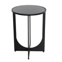Modern black metal round accent table with curved base