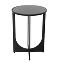 Noir Round Side Table with frosted black glass top
