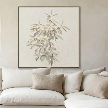 Olivine Wall Art displayed above a console in a modern, relaxed living space, adding calm and elegant texture to the room décor.