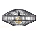 Sley Wire Pendant Light in black with geometric wireframe and single bulb, ideal for kitchens or living rooms.