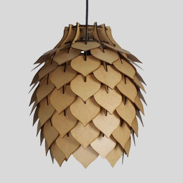 Contemporary wooden light fixture with open base design
