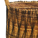 Boho-style basket set for blankets, toys, or decor with black cotton detailing