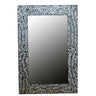 Capiz Shell Flower Rectangle Mirror with floral shell design.