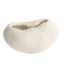 white coral bowl features a scalloped edge design.