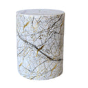 White stool with abstract splatter design for modern interiors