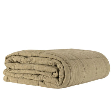 Sunwashed  square forest green cotton quilt for bed