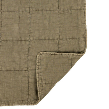 Sunwashed Squares Forest Green Cotton Quilt - Woodka Interiors