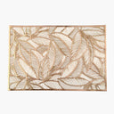 Rectangle gold placemat with leaf design for modern table settings.