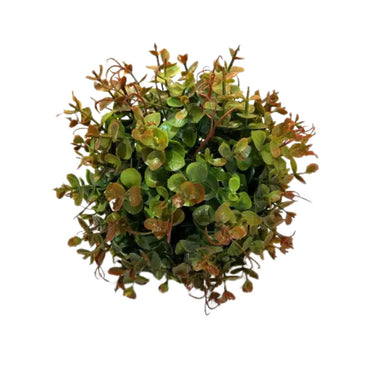 21cm artificial eucalyptus greenery ball with dense foliage and autumnal spiced copper hues.