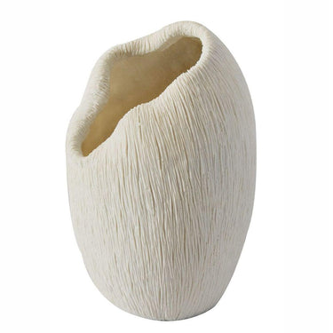 Coral vase with a scalloped shape, made from resin.