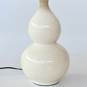 Cream ceramic double gourd table lamp base close up