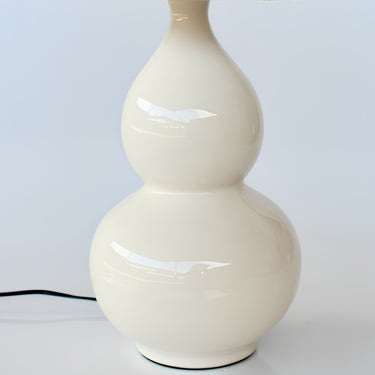 Cream ceramic double gourd table lamp base close up