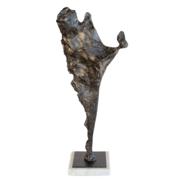 Side angle showing marble base sculpture stability and rough-texture look