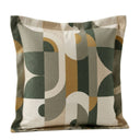 Arcadia 60x60cm geometric abstract scatter cushion cover in forest green, sage, and mustard gold.