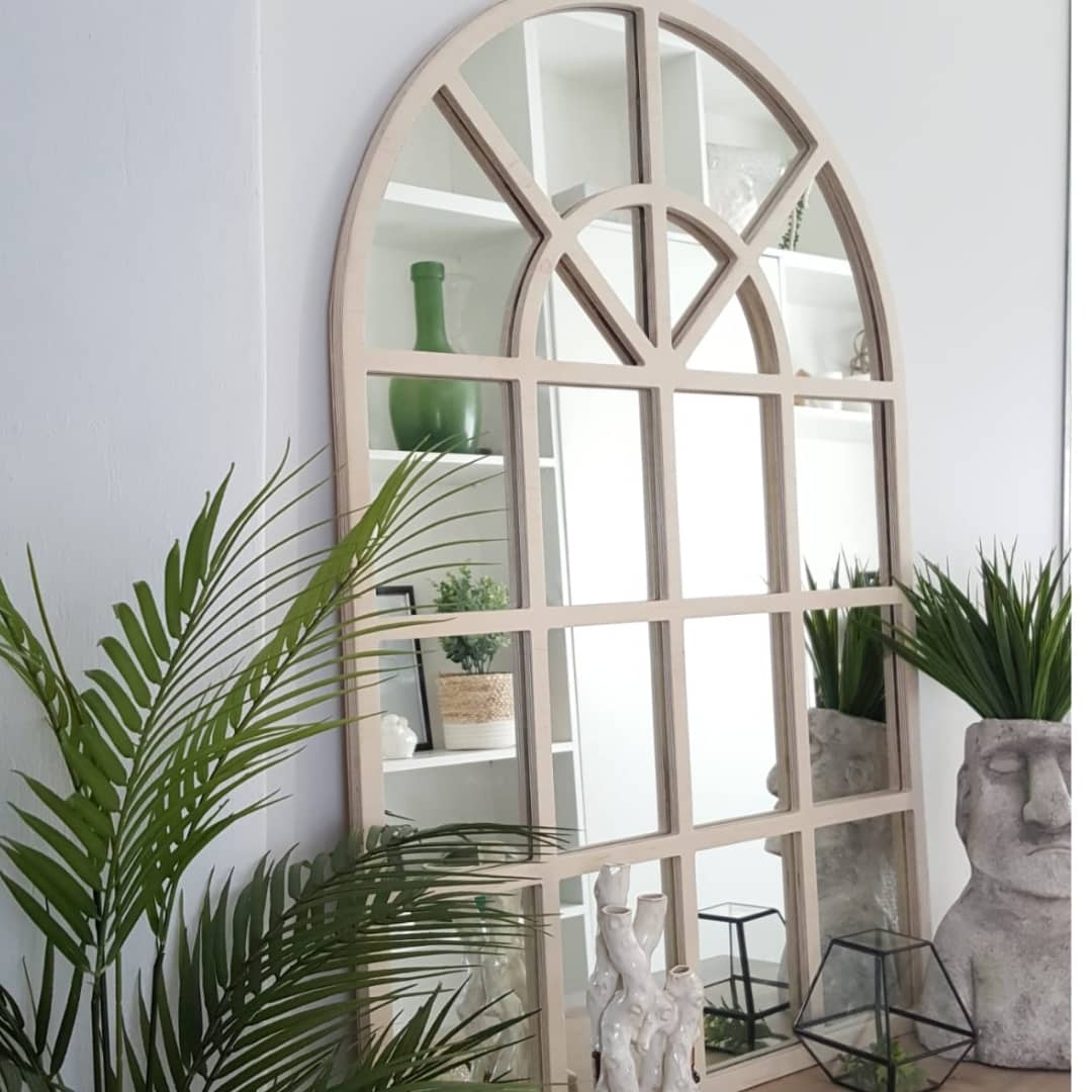 Classic Birch Arched Windowpane Wall Mirror By Woodka Interiors