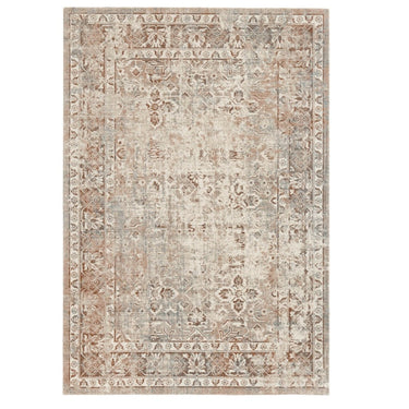 Archive rug in vintage in distressed grey and rust Persian-inspired area rug made from 100% recycled polyester by Woodka Interiors