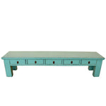 Arka Turquoise Distressed 5 Drawer Low Media Console