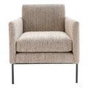 Upholstered occasional chair with steel legs, covered in Hertex Zeist fabric