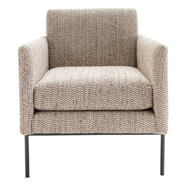 Upholstered occasional chair with steel legs, covered in Hertex Zeist fabric