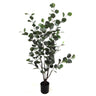 Artificial eucalyptus plant in a pot on a white background
